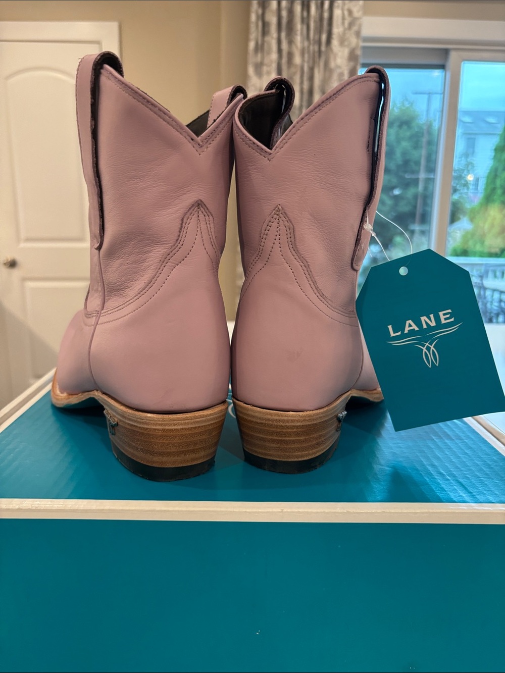 Lane Women's Lavender Leather Western Booties - Picture 3 of 5